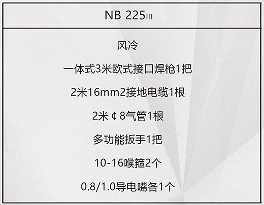 滬工NB 225???氣保焊機標配附件